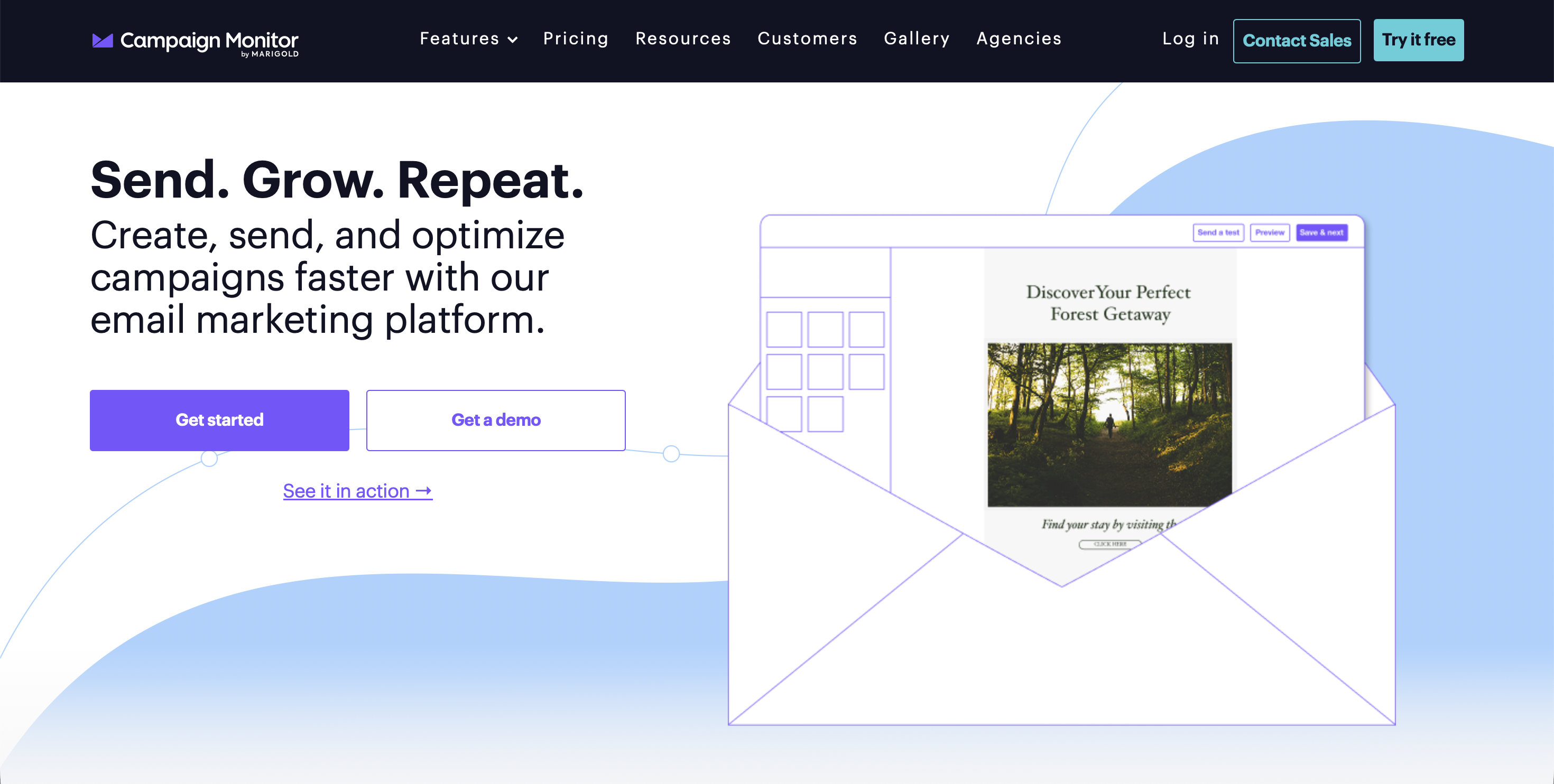 Campaign Monitor homepage screenshot