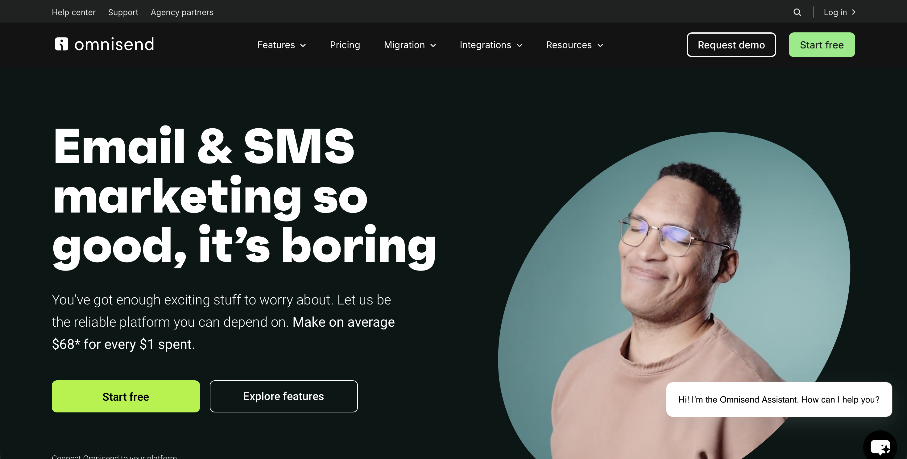 Omnisend homepage screenshot